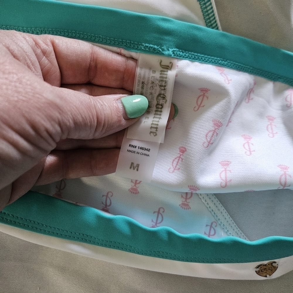 Juicy Couture White and Teal Long Sleeve Bikini Set Size M - Picture 10 of 10